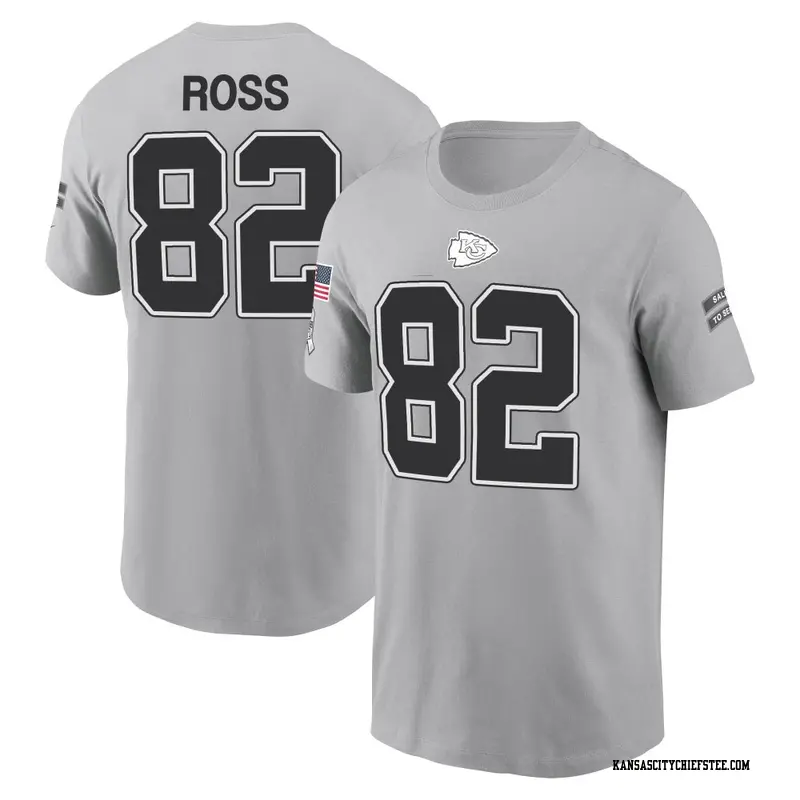 Youth Kansas City Chiefs ＃82 Justyn Ross Gray 2024 Salute to Service Name & Number T-Shirt