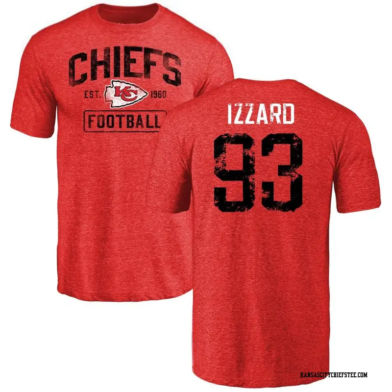 Youth Kansas City Chiefs ＃93 Coziah Izzard Red Distressed Name & Number T-Shirt