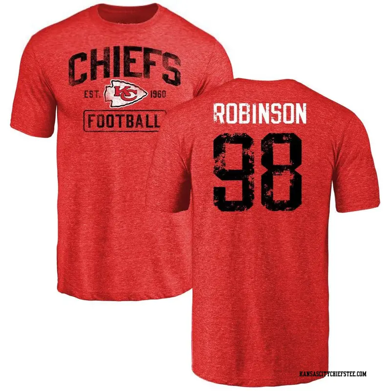 Youth Kansas City Chiefs ＃98 Janarius Robinson Red Distressed Name & Number T-Shirt